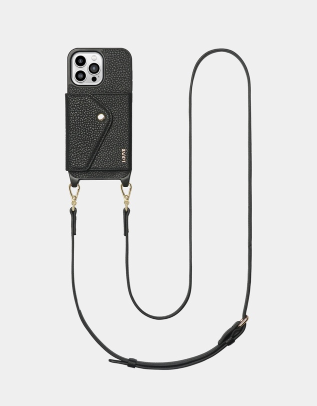 LOUVE COLLECTION - Leather Phone Case Wallet & Strap + Pearl Crossbody Chain