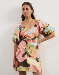 Atmos&Here - Kora Puff Sleeve Cotton Poplin Mini Dress