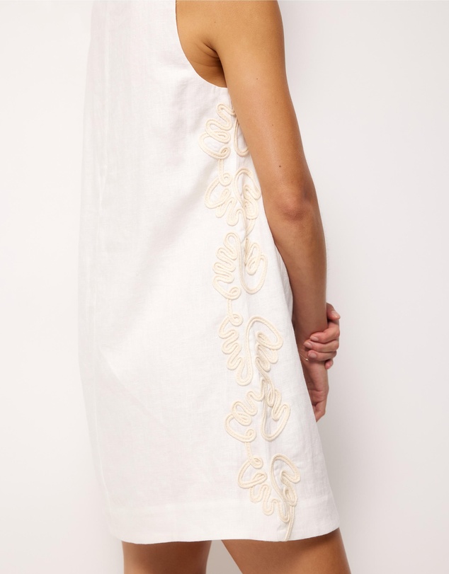 AERE - Quinn Embroidered Linen Mini Dress