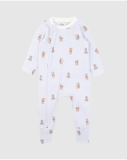 Bebe by Minihaha - Brady Stripe Organic LS Zipsuit - Babies