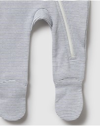 Wilson & Frenchy - Organic Stripe Rib Zipsuit with Feet - Babies