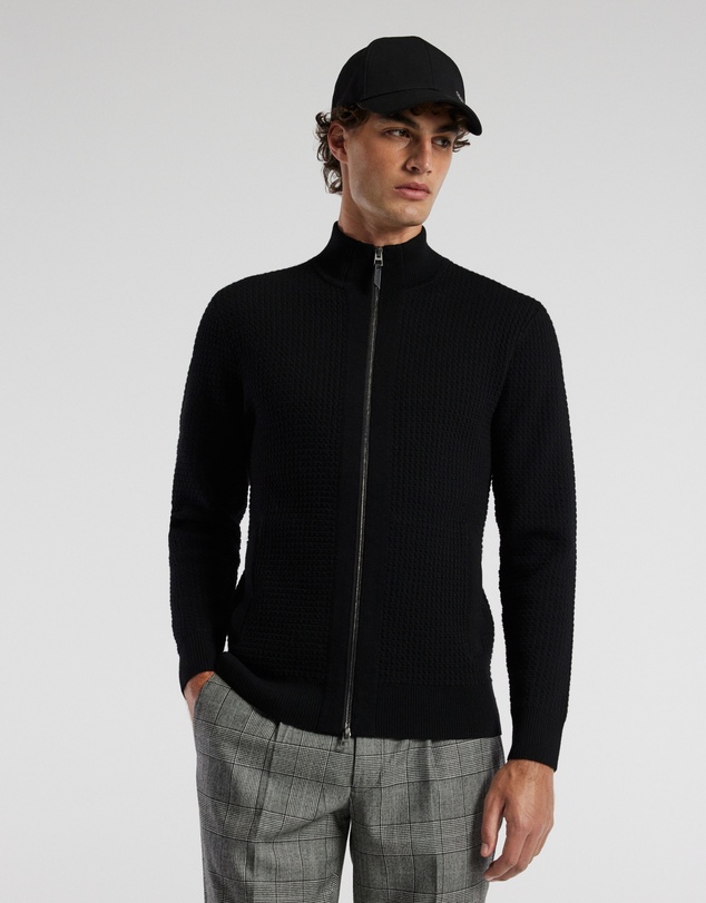 Calibre - Textured Zip Cardigan Black
