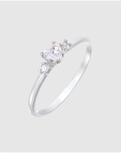 Elli Jewelry - Ring Zirconia Heart 925 Sterling Silver