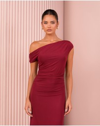Azzurielle - Demi Ruching Mesh Maxi Dress