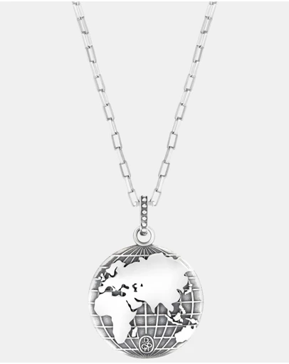 Dower & Hall - Men's One World Talisman Necklace In Sterling Silver