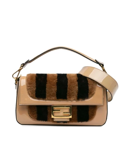 Pre-Loved by Azura Reborn - Pre-Loved fendi Shearling Detail Patent Leather Handbag
