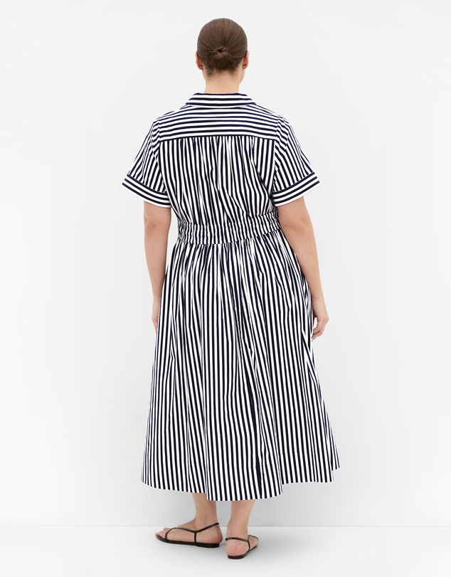 City Chic - Plus size Ayla Stripe Shirt Dress - navy