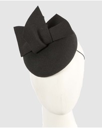 Max Alexander - Winter Black Felt Pillbox with Bow