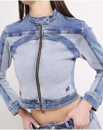 Neon Hart - Y2K Denim Moto Jacket