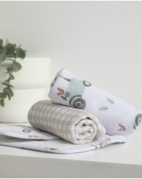 Living Textiles - 3 Pack Organic Wash Cloths - Tractor Ride