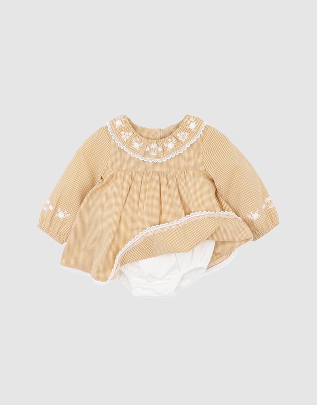 Bebe by Minihaha - Winnie Embroidered Gingham Overlay Dress - Babies