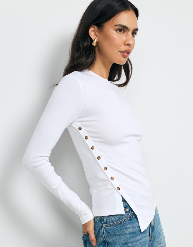 AERE - Amelie Asymm Buttoned Top