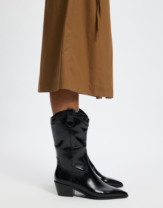 AERE - Rozalia Leather Cowboy Ankle Boots