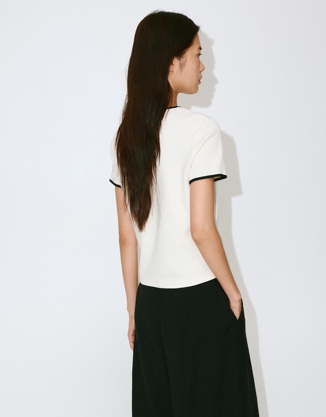 M.N.G - Cotton T-Shirt with Contrasting Trim