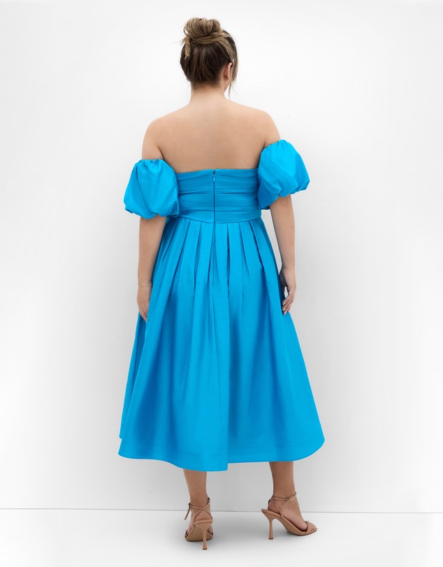 City Chic - Plus size Rosalee Puff Sleeve Midi Dress - azure