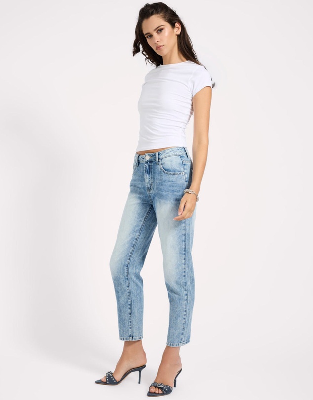 ONE TEASPOON - Slims High Waist Cropped Slim Fit Denim Jeans - Sunset Blue