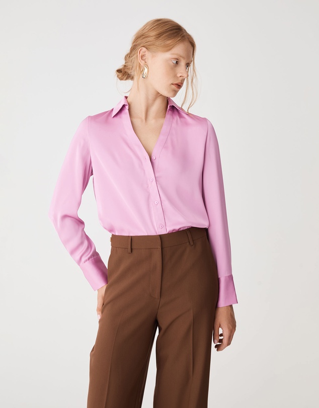 Forcast - Lila V-neck Satin Blouse