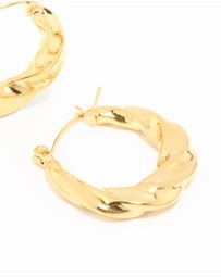 Lovisa - Waterproof Gold Plated Stainless Steel Twisted Medium Hoop Earrings
