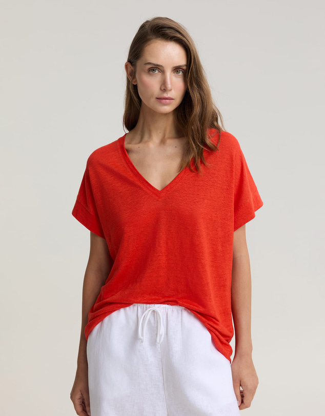 Sportscraft - Tonia V Neck Linen Tee