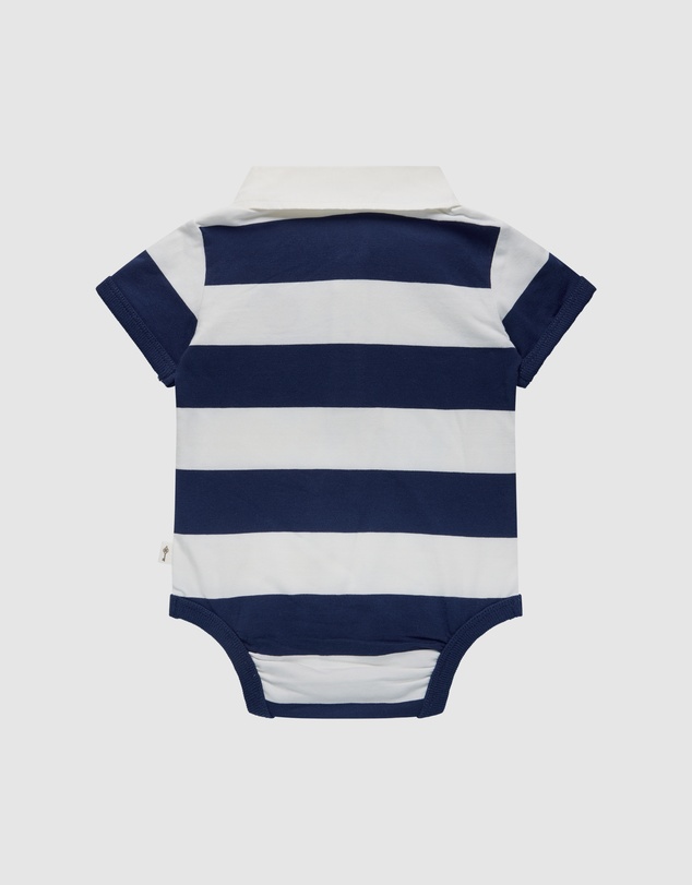 Fleur Harris - 'Heirloom Treasures' Polo Onesie in Navy Stripe