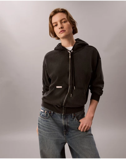 Calvin Klein Jeans - Denim Wash French Terry Zip Sweatshirt