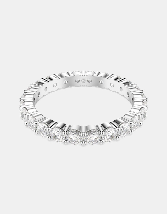Swarovski - Matrix Vittore Ring, Round Cut, White, Silver-Tone Finish