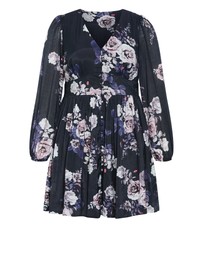 City Chic - Plus size Silver Blossom Mini Dress - navy