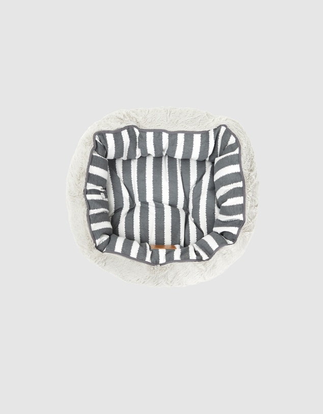 Mog & Bone - Reversible Cat Bed - Charcoal Hamptons Stripe Print