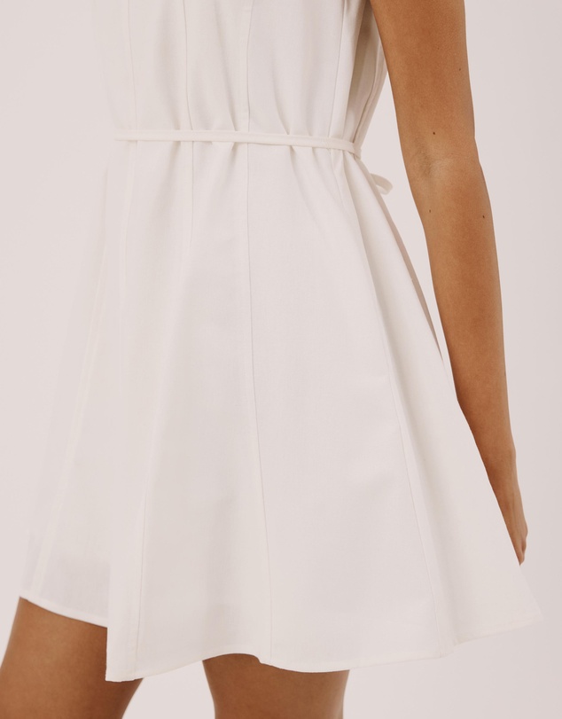 Atmos&Here - Willow Linen Blend A-Line Mini Dress with Top Stitching Detail