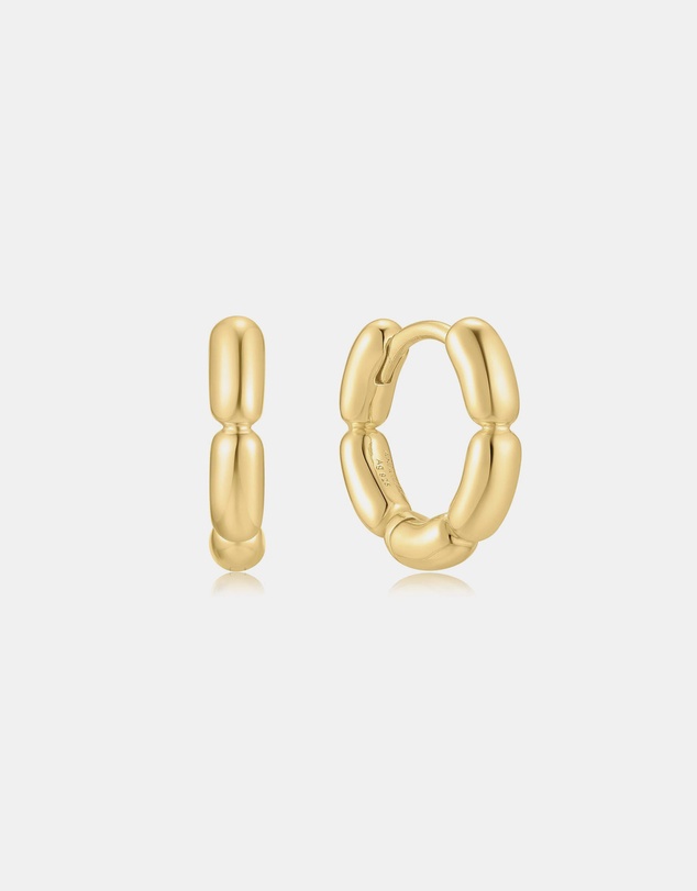 Ania Haie - Gold Segmented Puffy Huggie Earrings