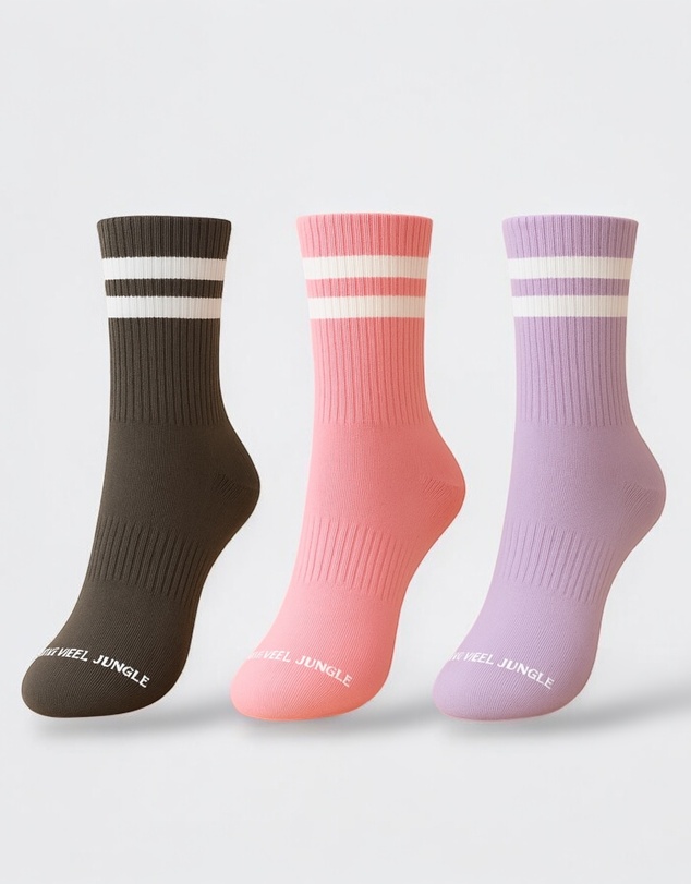 High Heel Jungle - Varsity Pilates Yoga Grip Socks - 3 Pack