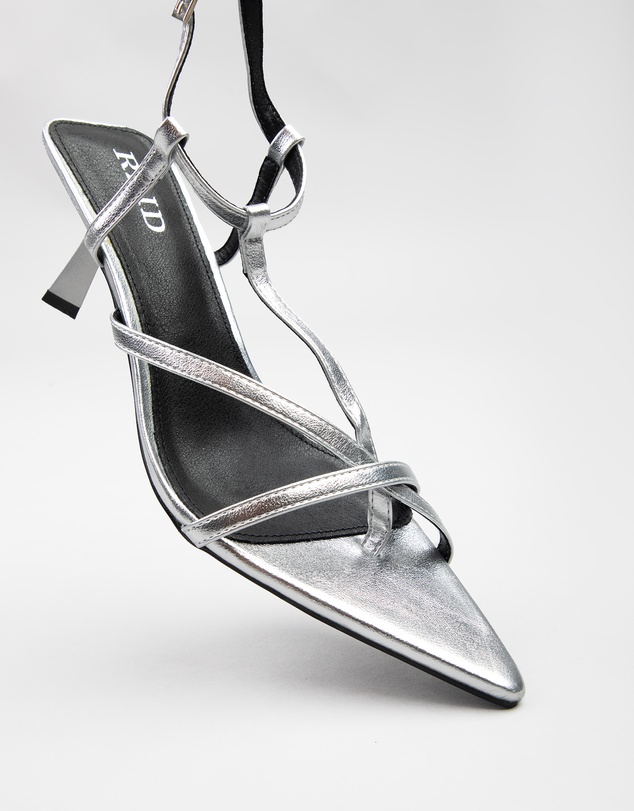 RAID - Layne Pointed Toe Kitten heeled sandals in Silver