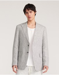 Calibre - Thatch Check Linen Blazer White