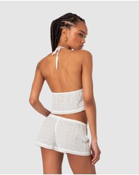 EDIKTED - Jael Tie Front Eyelet Halter Top
