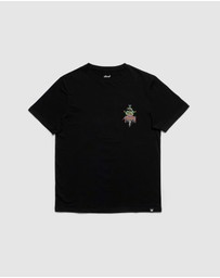 Fallen Footwear - Fallen Footwear Men Venom Cotton Tee Regular Fit Jumper Black/Green