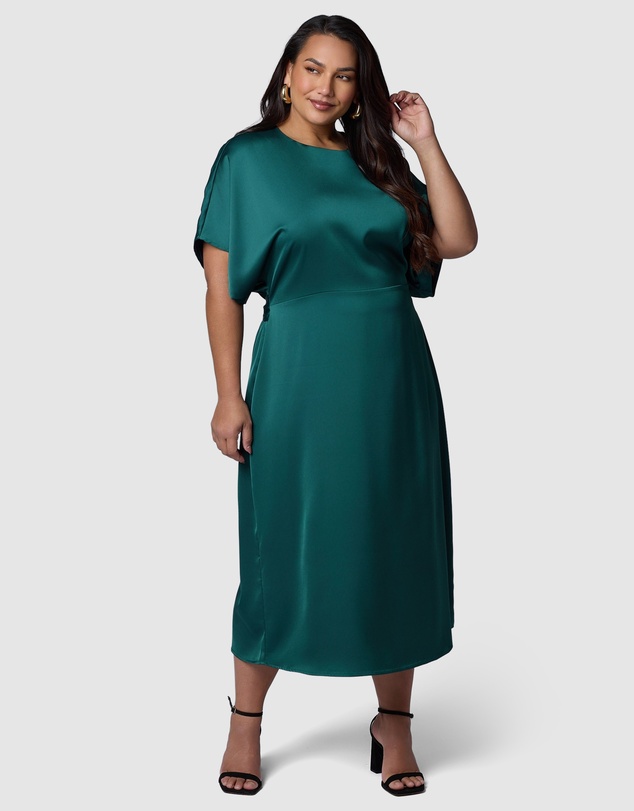Pink Dusk by Curve Project - Lust Unleashed Satin Midi Dress