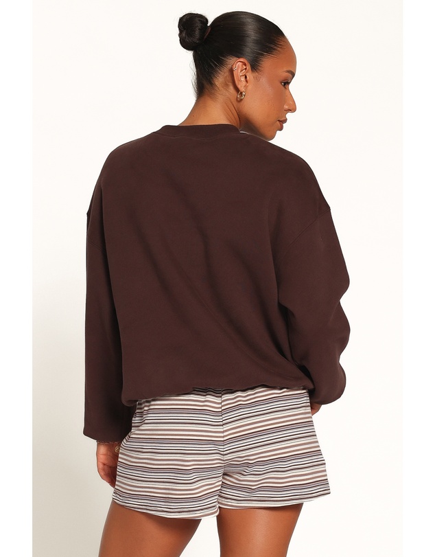 Petal & Pup - Harlie Embroidered Sweatshirt - Chocolate Brown