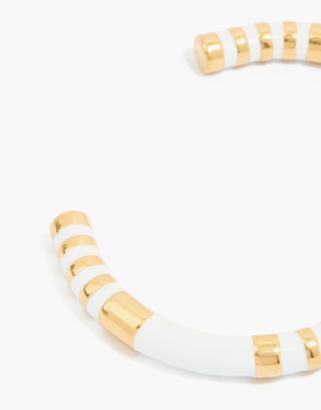 Lovisa - Waterproof Gold Plated Stainless Steel Stripe White Enamel Wrist Cuff