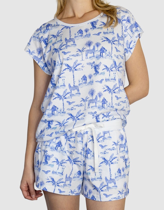 Sant And Abel - Women's Skydog Toile Blue Jersey Short PJ Set