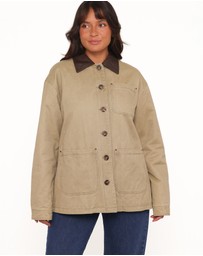 Petal & Pup - Elliot Contrast Collar Barn Jacket - Khaki