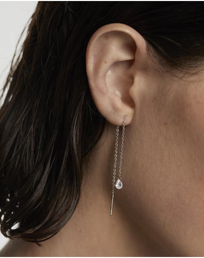 PDPAOLA - Waterfall Drop Silver Earrings