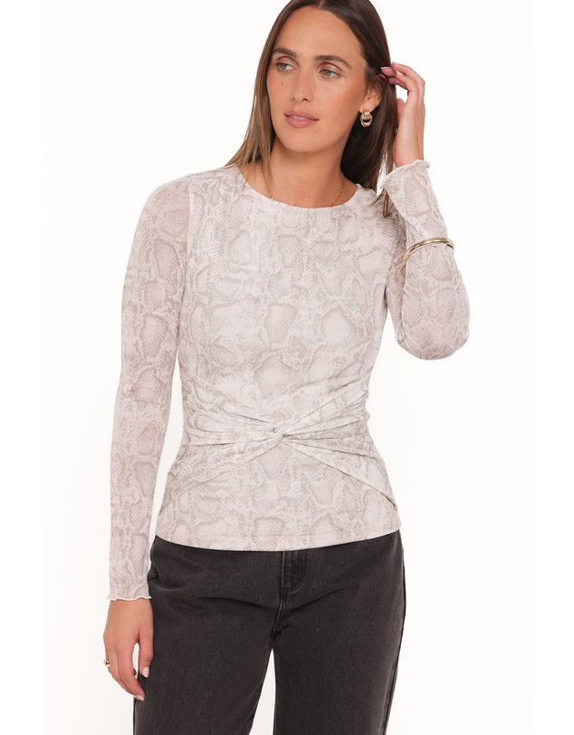Petal & Pup - Bellie Twisted Mesh Top - Snake Print