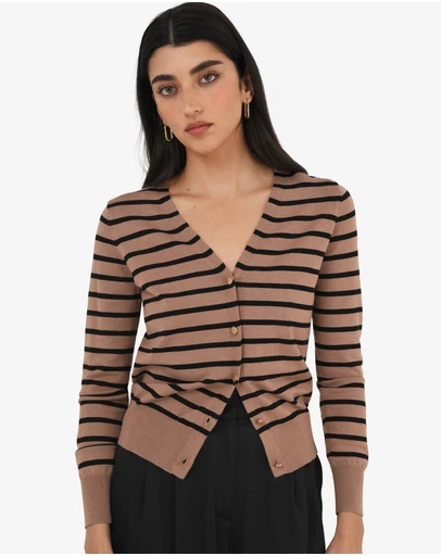 Forcast - Arabell V-Neck Striped Cardigan