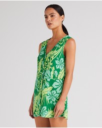 Poolside Paradiso - Tahiti V Button Up Dress - Leaf