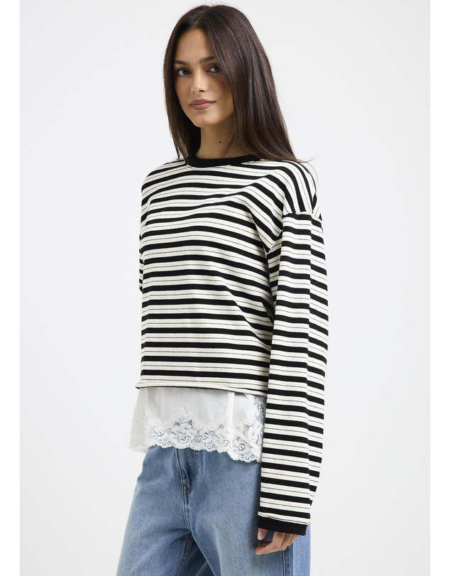 Subtitled - Long Sleeve Stripe Top