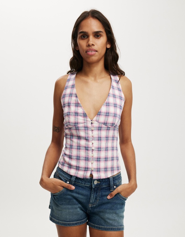 Cotton On - Haven Button Halter Top