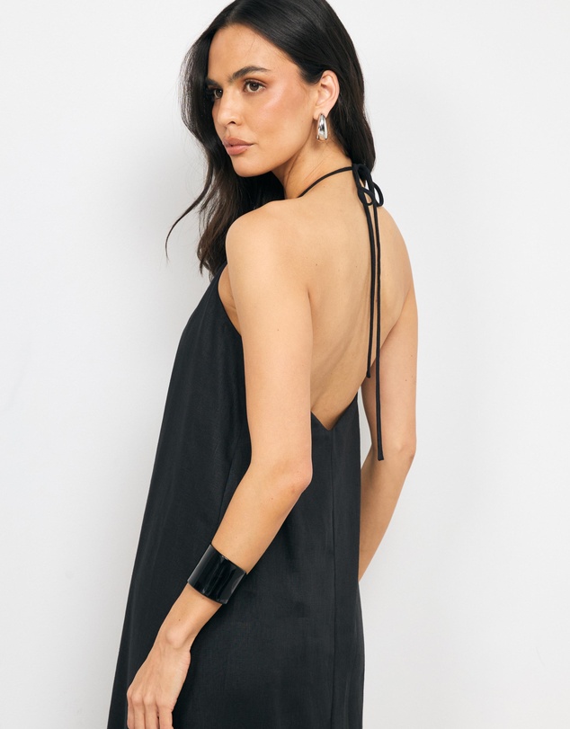 AERE - Orea Linen Gathered Halter Midi Dress