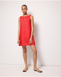 AERE - Indra Boat Neck Linen Mini Dress
