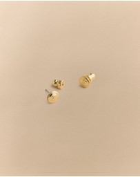 Trenery - Monogram Stud Earrings in Gold