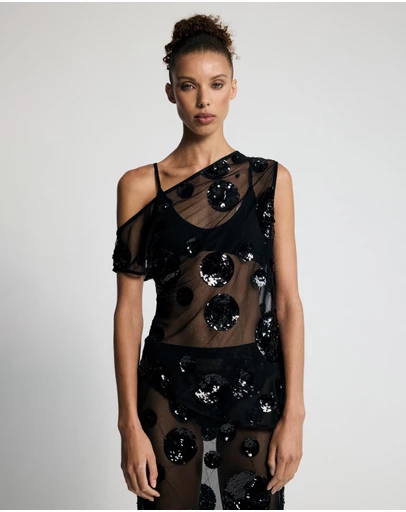 Lover - Alexis Asymmetric Sequin Top